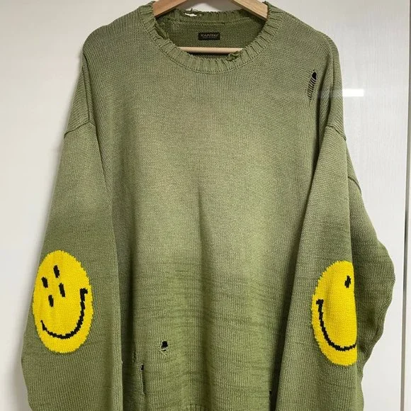 COPY - Kapital 5G Smiley Distressed Knit Sweater - Picture 5 of 8